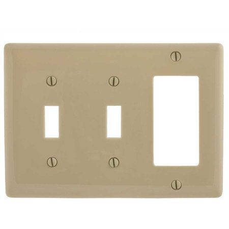 HUBBELL WIRING 2-Gang Ivory Medium Size Toggle and Decorator Wall Plate PJ226I